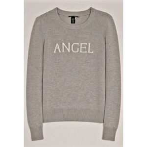 Rare Victoria's Secret Women's Gray ANGEL Cashmere Blend Crew Neck Sweater Sz S